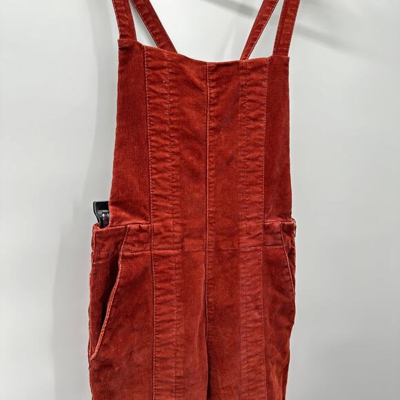 AG JEANS Rust Red The Isabelle Paneled Corduroy Denim Overalls // XS - Picture 9 of 15
